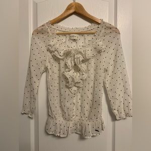 Abercrombie ladies long sleeve blouse in polka dots print, Size XS
